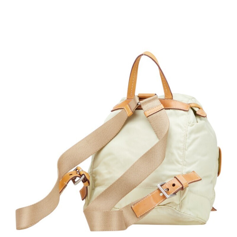 Prada backpack plaque Green triangular nylon brown logo